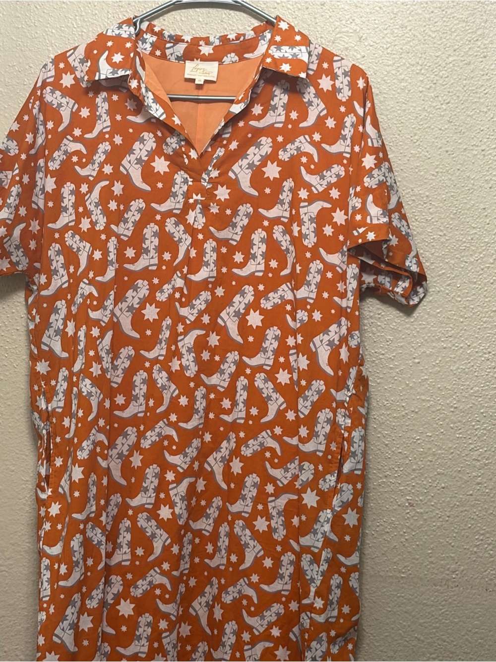 Layerz the Tailgate Dress Burnt Orange Printed Boot dress Medium Fall